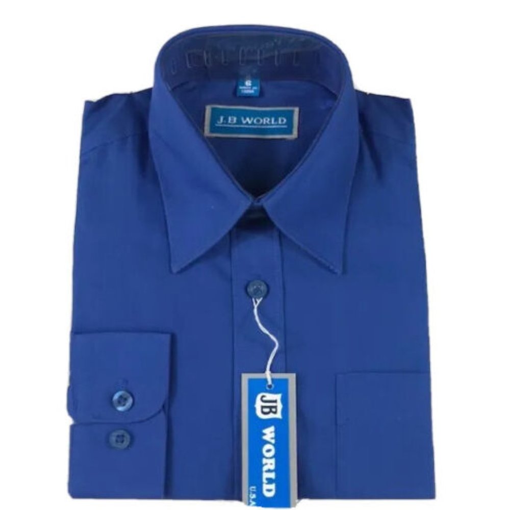 JB World Royal Blue Boys Dress Shirt Long Sleeves One Pocket Sizes 4 - 6 - Picture 3 of 3